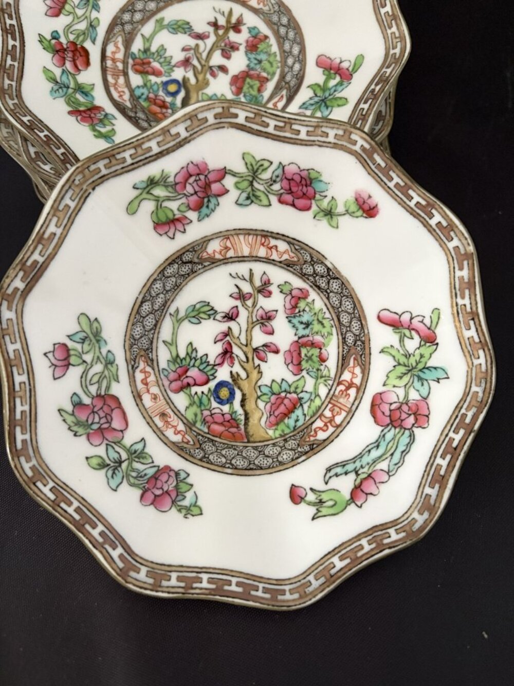 Coalport Indian Tree Saucers (6) for Teacups Scalloped Edge England - Picture 3 of 5